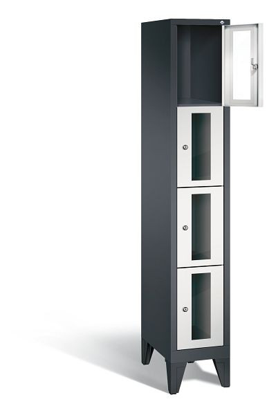 C+P Schließfachschrank Classic, H1850xB320xT500mm, Farbe: Schwarzgrau / Lichtgrau, 8010A104 S10013