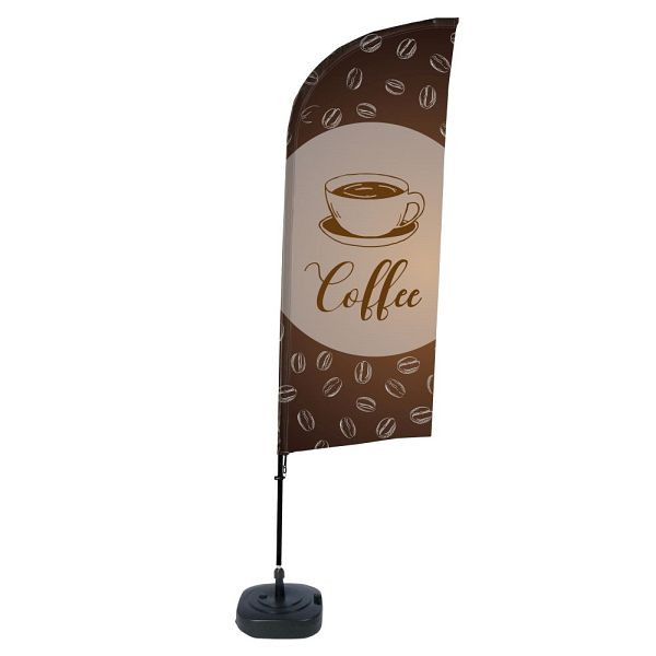 Showdown Displays Beachflag Alu Wind Komplett-Set Kaffee Englisch ECO, BFAW310-WT21-I132ECO