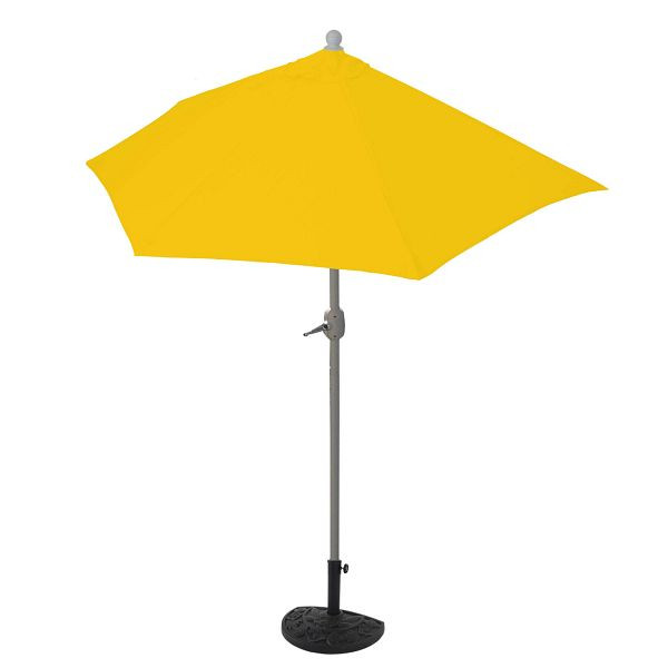 Mendler Sonnenschirm halbrund Parla, Halbschirm Balkonschirm, UV 50+ Polyester/Alu 3kg, 270cm gelb mit Ständer, 97729+35128