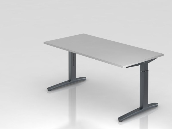 Hammerbacher Schreibtisch C-Fuß 160x80cm Grau/Graphit, Rechteckform, VXB16/5/GG