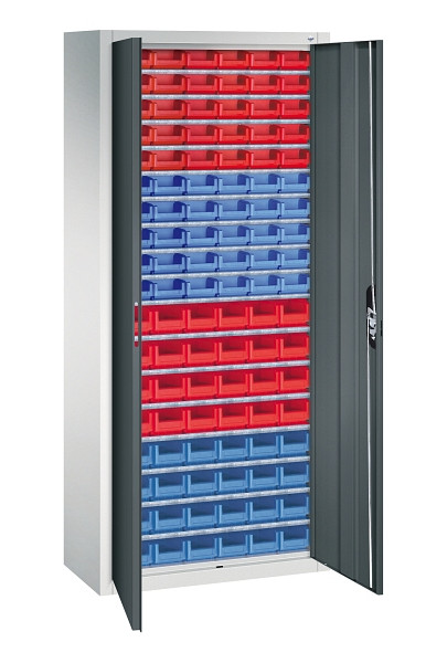 C+P Magazinschrank Serie 13, H1690xB700xT300mm, 7035/7016, Einlegeböden 17, 133413-210 S10105