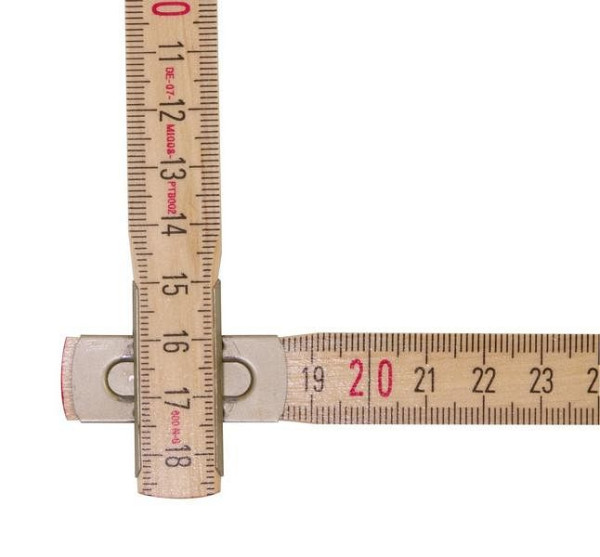 STABILA Holz-Gliedermaßstab Type 607 N-S, 2 m, schlanke Lättchen, naturfarben, metrische Skala, VE: 10 Stück, 18208