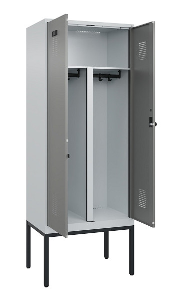 C+P PSA Doppel-Spind Evolo PLUS, Gestell, 2 Abteile, 2120x800x500mm, 7035/0004, Drehriegel, 0490327-22P S10014