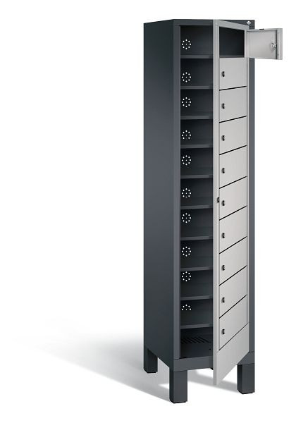 C+P Wäsche-Sammelschrank Evolo, H1850xB420xT500mm, Farbe: Schwarzgrau / Weißaluminium, 48060-110 S10046