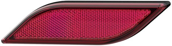 HELLA Rückstrahler, Shapeline Style, Lichtscheibenfarbe: rot, rechteckig, geklebt/Anbau, für waagerechte Befestigung, hinten links, 8RA 013 347-051