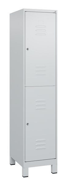 C+P Doppelstöckiger Spind Classic PLUS, Füße, 1800x400x500mm, 7035/7035, Zylinderschlösser, 0803107-12 S10024