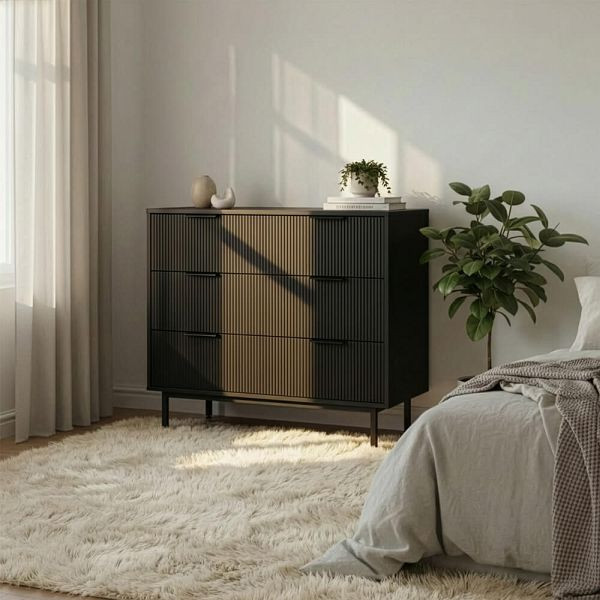 HOME DELUXE Kommode NYLA Schwarz - 90 x 80 cm, 74317