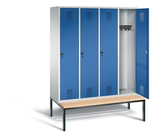 C+P Garderobenschrank Evolo, H2090xB1590xT815mm, Farbe: Lichtgrau / Enzianblau, 48050-42 S10022