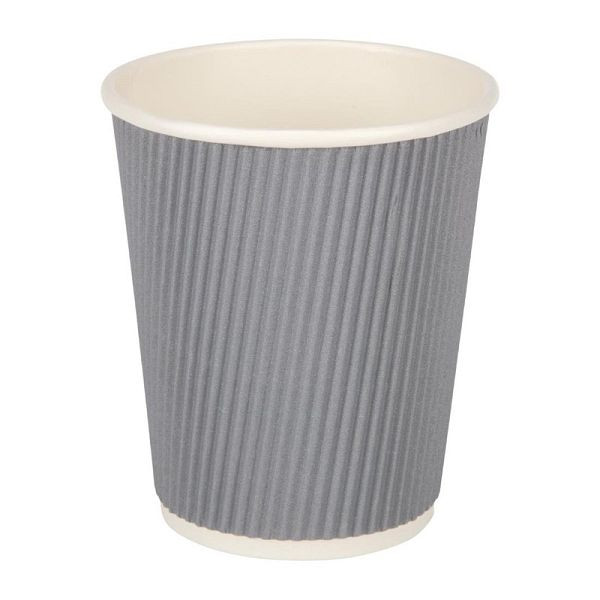 Fiesta Heißgetränkebecher aus Wellpappe dunkelgrau 225ml, VE: 500 Stück, GP433
