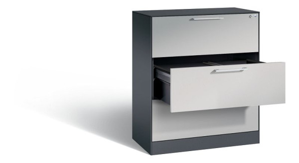 C+P Hängeregistraturschrank Asisto, H1010xB800xT435mm, Farbe: Schwarzgrau, Bügelgriff, 146043-312 S10114