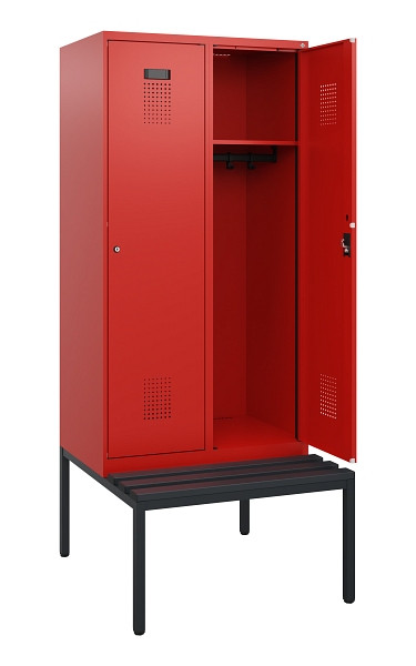 C+P Spind Evolo PLUS, 2 Abteile, 1950x800x815mm, 3020/3020, Zylinderschloss, Material Sitzfläche Kunststoff, Sitzbank, 0490505-22 S10106