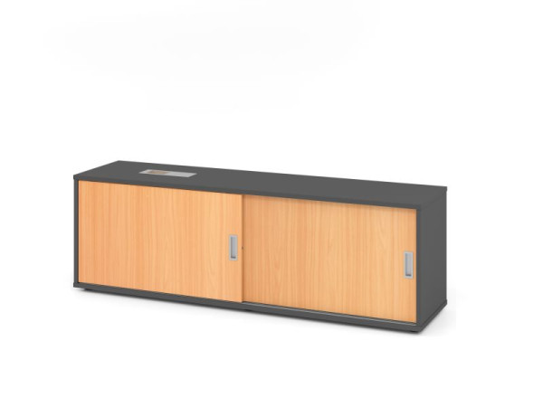 Hammerbacher Sideboard 1751S, 1,5 OH, Graphit / Buche, 160x40x52cm, 1 verstellbarer Fachboden, XMST, XDSM, XBHM, XB, V1751S/G/6