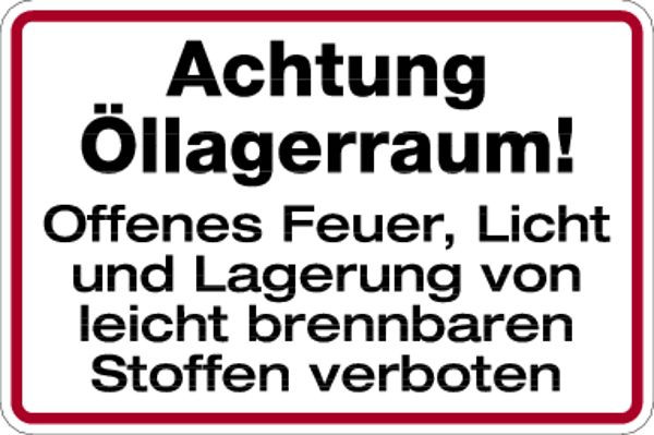 Schilder Klar Gebäudekennzeichnung Öllagerraum!, 300x200x0.45 mm Aluminium geprägt, 1087/00