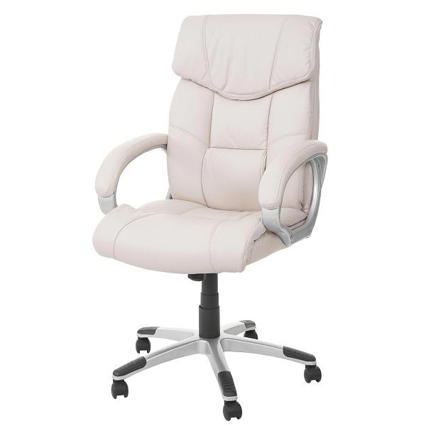 Mendler Bürostuhl HWC-A71, Chefsessel Drehstuhl, Kunstleder, creme, 14053