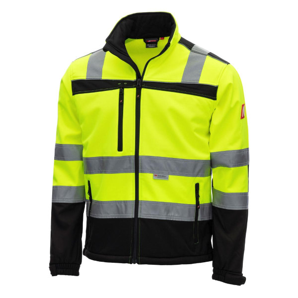 NITRAS MOTION TEX VIZ, Warnschutz-Softshelljacke, neongelb / schwarz (Farbcode: 4010), Größe: L, VE: 10 Stück, 7171-L