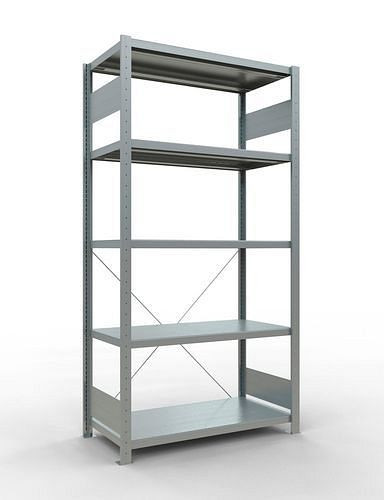 Schulte Fachbodenregal, Grundfeld, 5 Lagerebenen, Kreuzstrebe, Fachlast 250 kg, 1060 x 536 x 2000 mm, 278745