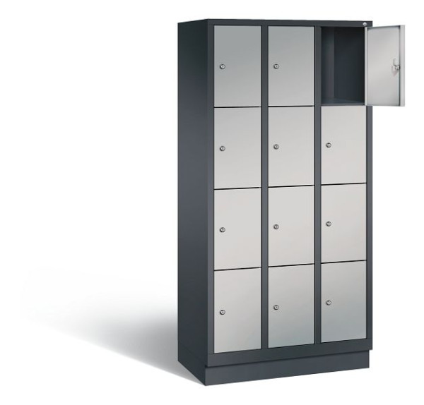 C+P Schließfachschrank Evolo, H1800xB900xT500mm, Farbe: Schwarzgrau / Weißaluminium, 48020-304 S10007
