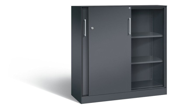 C+P Schiebetürenschrank Asisto, H1310xB1200xT435mm, Farbe: Schwarzgrau, Bügelgriff, 3 OH, 142031-000 S10131