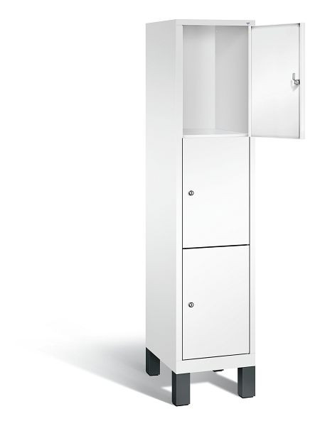 C+P Schließfachschrank Evolo, H1850xB420xT500mm, Farbe: Verkehrsweiß, 3 Fächer, 48010-123 S10109