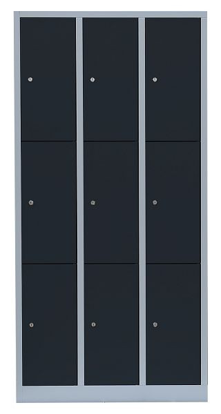 Lüllmann Stahl-Fächerschrank, 1800 x 885 x 500 mm, Lichtgrau/Anthrazitgrau, 520338