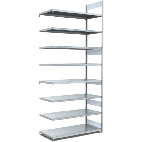 BITO Fachbodenregal zweiseitige Nutzung Anbaufeld 40mm-Boden Set /Archivregal 100kg 2999x996x624 verzinkt, C1241-0004