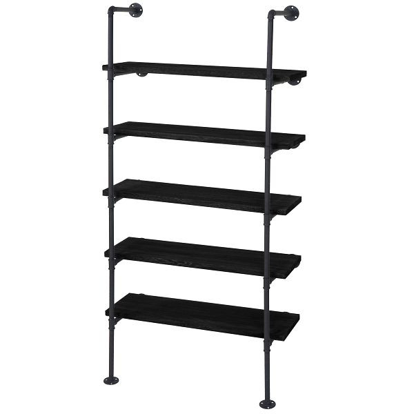 Mendler Standregal HWC-C45, Wohnregal Bücherregal Ablageregal, Industriedesign Holz Metall, 165x80x28cm, dunkelgrau, 62965