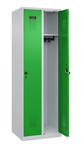 C+P Spind Evolo PLUS, 2 Abteile, 1850x600x500mm, 7035/6037, Verschluss Drehriegel, Ablageböden 2, 049000-20 S10011