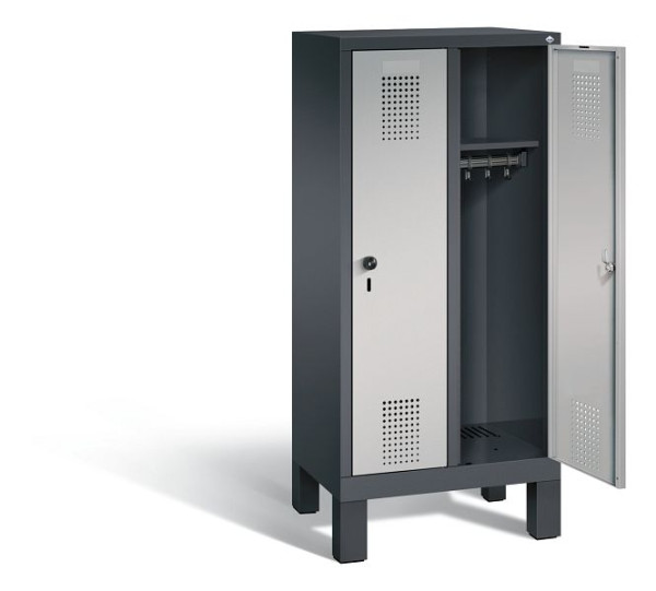 C+P Kindergarten-Spind Evolo, H1350xB610xT300mm, Farbe: Schwarzgrau / Weißaluminium, 480103-20 S10035