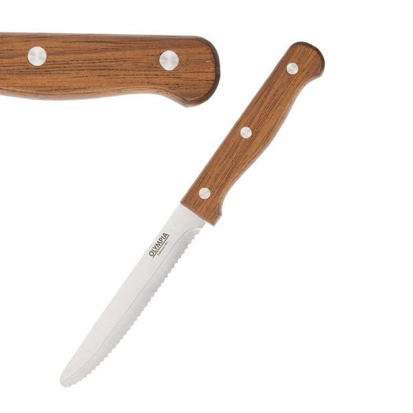 Olympia Steakmesser mit runder Spitze Holz, VE: 12 Stück, CS717