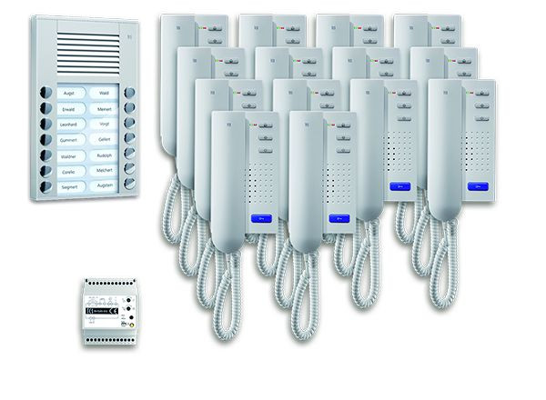 TCS Türkontrollsystem audio:pack AP für 14 Wohneinheiten, mit Außenstation PES 14 Klingeltasten, 14x Türtelefon ISH3030, Steuergerät BVS20, PPA14-EN/02