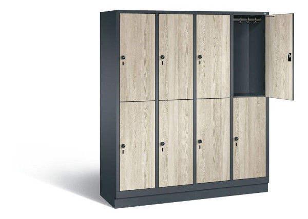 C+P Spind doppelstöckig Evolo, H1800xB1590xT500mm, Farbe: Anthrazitgrau / Dekor Sen-Esche, 48320-42 S10414