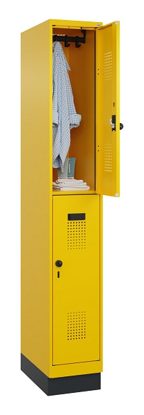 C+P Doppelstöckiger Spind Evolo PLUS, mit Sockel, 2 Fächer, 1950x300x500mm, 1023, Drehriegel, 049320-10 S10022