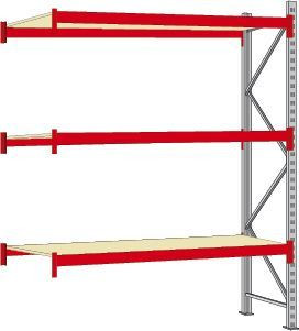 Regalwerk WILLY-Weitspannregal - 700 - Holz - Anbaufeld HxBxT 2000x2700x1000mm mit 3 Fachebenen Holzeinlage, B7-60108-100