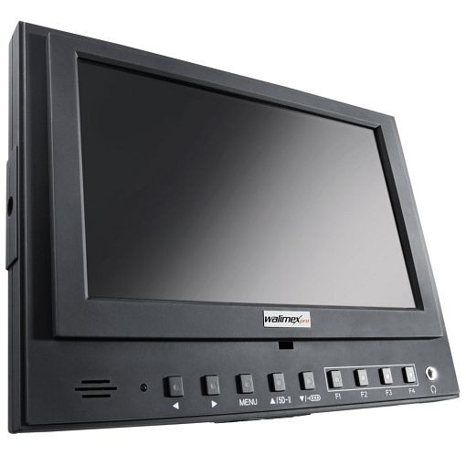 Walimex pro LCD Monitor Director I 17,8cm (7 Zoll), Sonnenblende, HDMI-Kabel Netzzteil, Akkuhalter, Kugelkopf mit Blitzschuhadapter, Akku, 1018683