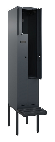 C+P Z-Spind Evolo PLUS, Bank, 2 Fächer, 2120x400x815mm, 7016/7016, Zylinderschloss, Material Sitzfläche Kunststoff, 0490437-122 S10097