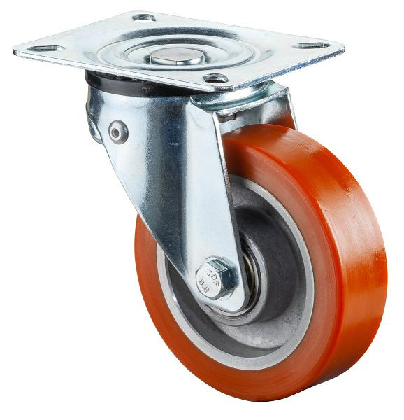BS Rollen Lenkrolle, Polyurethanrad, Aluminiumfelge, Kugellager, mit lastenabhängigem Richtungsfeststeller 360°, L300.B90.100