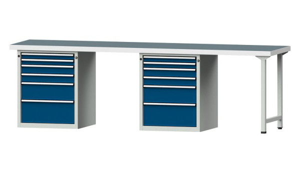 ANKE Werkbänke Kombiwerkbank, Modell 916 V, 2800 x 700 x 850 mm, RAL 7035/5010, UBP 50 mm, 415.154