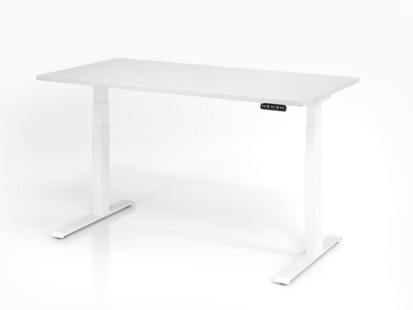 Hammerbacher Schreibtisch XDKB16, 160 x 80 cm, Platte: Weiß, 25 mm dick, ABS-Dickkante, Rechteckform, Weiß, VXDKB16/W/W