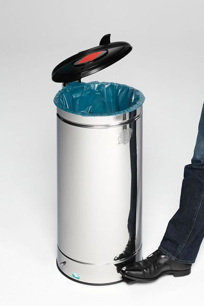 VAR Großvolumiger Abfallsammler (GVA), 66 l, mit Fußpedal, Edelstahl, poliert, 2119