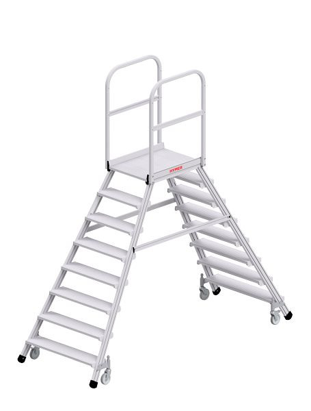 HYMER Podesttreppe fahrbar, beidseitig begehbar, 2x8 Stufen, 618908