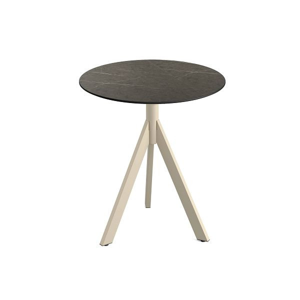 Feros Infinity Tripod Terrassentisch Sand frame + Midnight Marble HPL Tischplatte Ø70 cm, 140031670