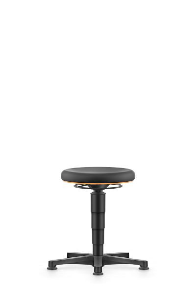 bimos Allround Hocker mit Gleiter, PU schwarz, Sitzhöhe 450-650 mm, Farbring orange, 9460-2000-3279