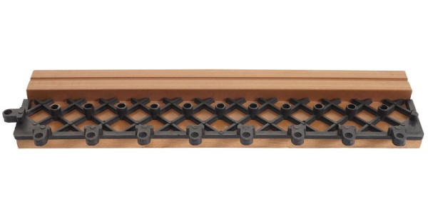 Mendler 2er-Set Abschlussleiste für WPC Bodenfliese Rhone, Abschlussprofil, Holzoptik Terrasse, teak gerade mit Haken, 65091