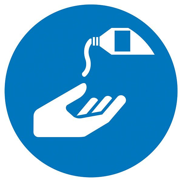 SafetyMarking Gebotsschild, Hautschutzmittel benutzen, Ø 10 cm, Folie, selbstklebend, 21.A7100