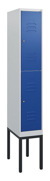 C+P Doppelstöckiger Spind Classic PLUS, Gestell, 1950x300x500mm, 7035/5010, Zylinderschlösser, 0803305-10 S10033