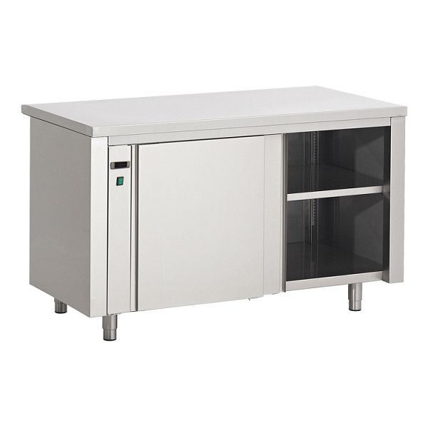 Gastro-Inox Edelstahl AISI 430 Wärmeschrank 1400x700x850mm, digitaler Thermostat & Temperaturanzeige, perforiertes Regal, 304.022