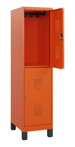 C+P Doppelstöckiger Spind Evolo PLUS, Füße, 2 Fächer, 1630x400x500mm, 2004/2004, Zylinderschloss, 0493105-12 S10067