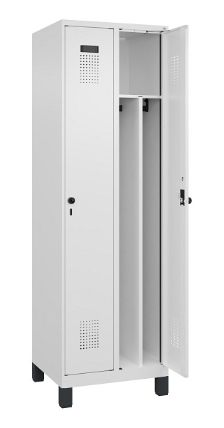 C+P Spind Evolo PLUS, mit Füßen, 2 Abteile, 1950x600x500mm, 9016/9016, Verschluss Drehriegel, 049010-20F S10020