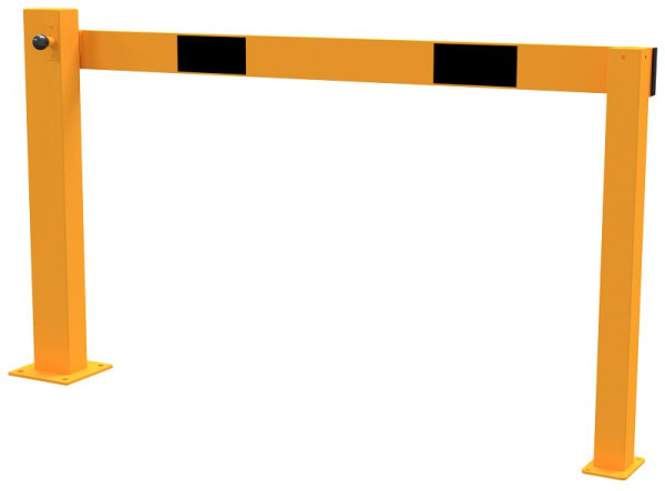 Schake Kompakte Handschranke 1,5m mit fester Auflagestütze, schwarz / gelb, für Vorhangschloss, 4011_150VPBG