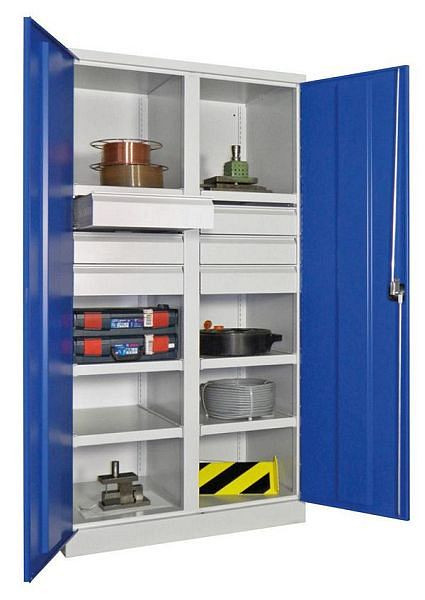 Pavoy Schwerlastschrank 1950/630/1040, Drehgriff, Trennwand, 6 Böden, Schubladen: 6x125, 36363-104-003-716